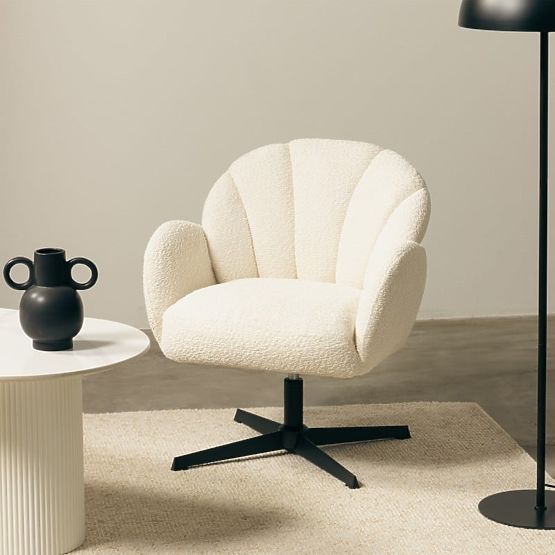 Scaun rotativ Casablanca alb, boucle