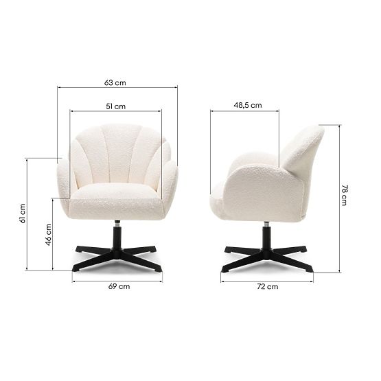 Scaun rotativ Casablanca alb, boucle