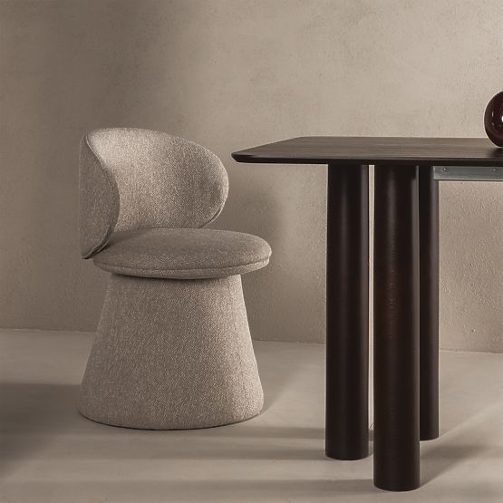 Scaun rotativ Chamil bej-gri, rotunjit