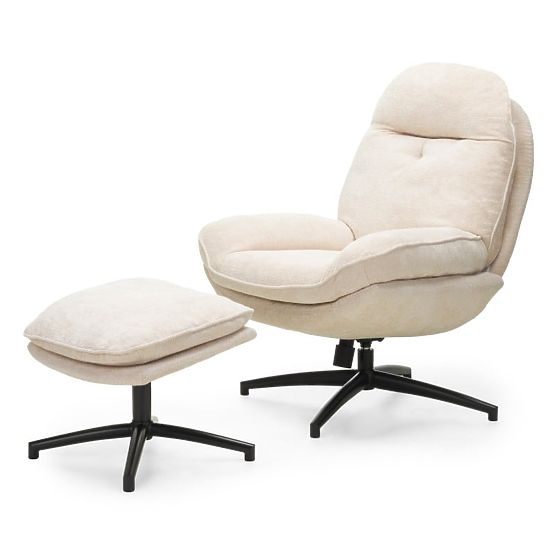Scaun rotativ cu suport pentru picioare Verano bej