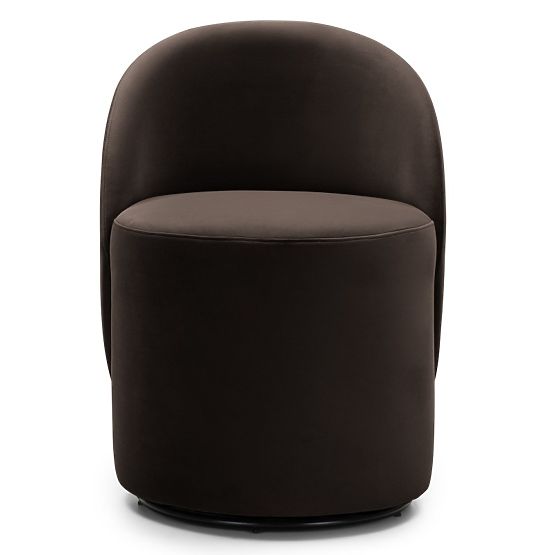 Scaun rotativ Enzo, forme rotunjite, ciocolată/espresso, catifea