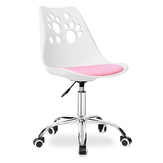 Scaun rotativ Grover alb-roz