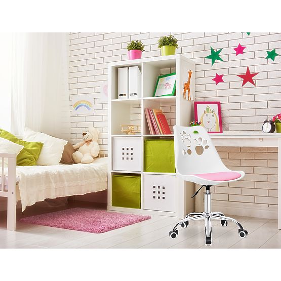 Scaun rotativ Grover alb-roz