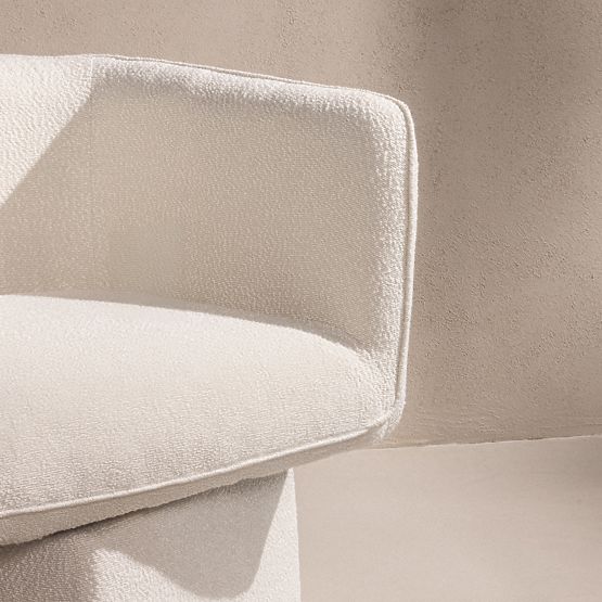 Scaun rotativ One alb, boucle