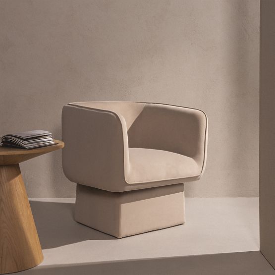 Scaun rotativ One bej deschis, velur