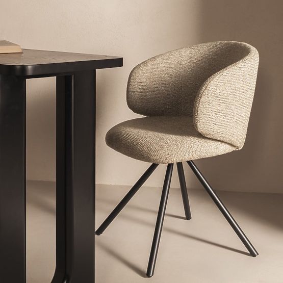 Scaun rotativ Pearl mocha, picioare negre