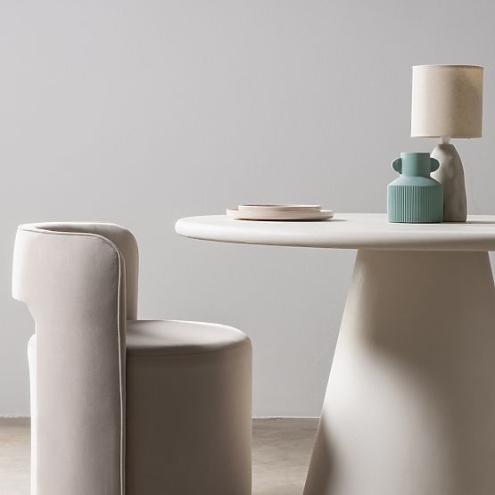 Scaun rotativ Raval bej, catifea, rotunjit