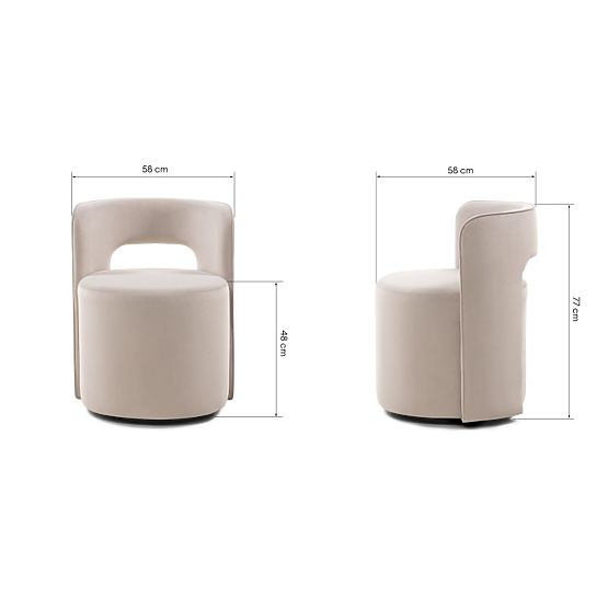 Scaun rotativ Raval bej, catifea, rotunjit