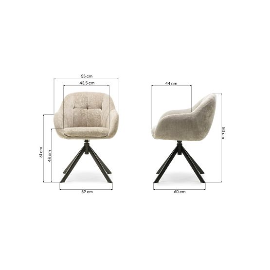 Scaun rotativ Santos bej deschis/picioare negre