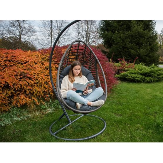 Scaun suspendat BELLISSIMO (Scaun + cadru) din tehnoratan gri, husă GRATUITĂ