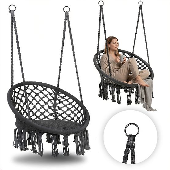 Scaun suspendat boho leagăn de grădină cuib de barză gri MultiGarden