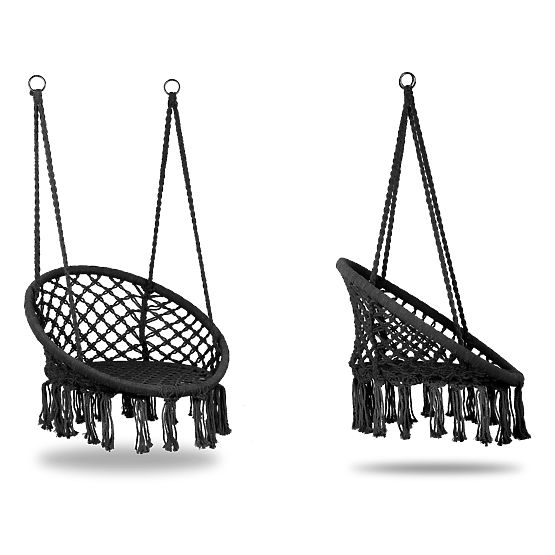 Scaun suspendat boho leagăn de grădină negru MultiGarden