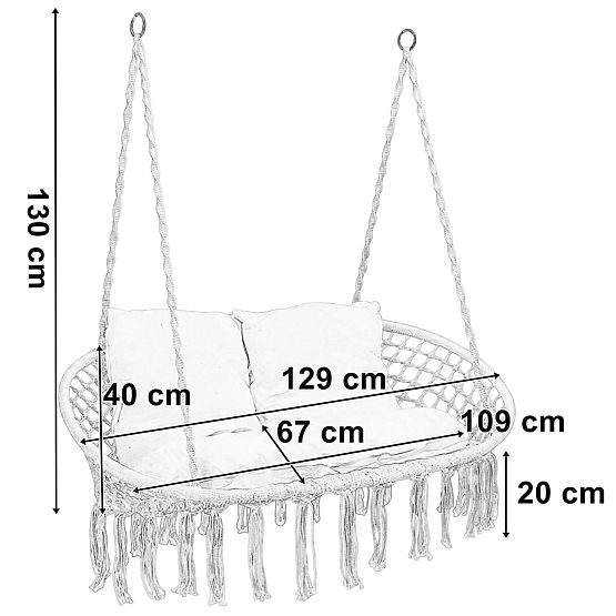 Scaun suspendat Cuib de barză LAGOS negru cu perne