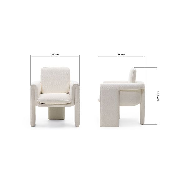 Scaun tapițat Campat alb, rotunjit