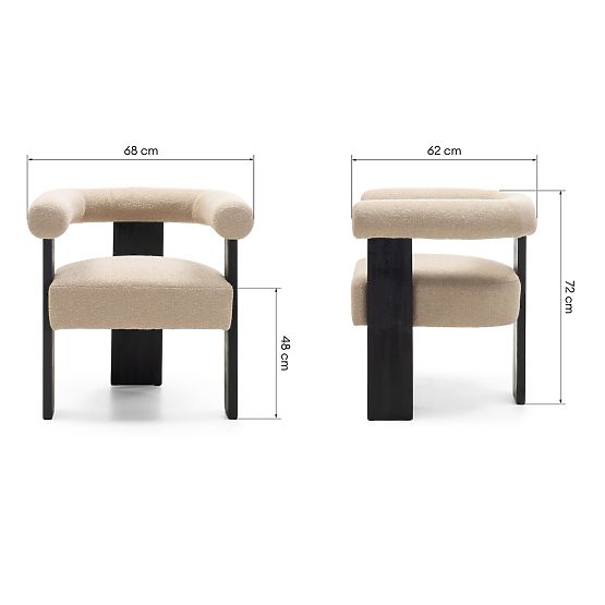 Scaun tapițat Chili bej/negru, lemn de cauciuc