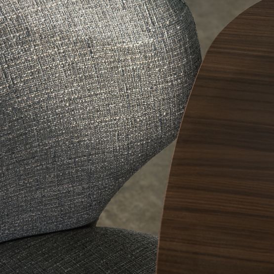 Scaun tapițat Elaine bej-gri, forme rotunjite