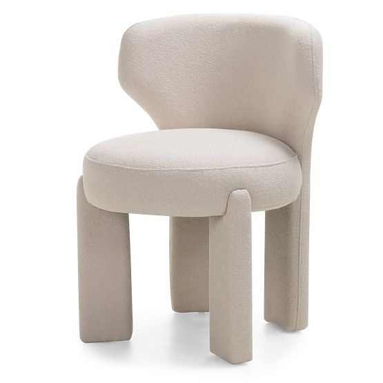 Scaun tapițat Elaine crem, boucle, forme rotunjite