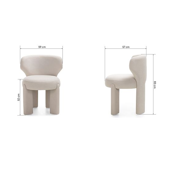 Scaun tapițat Elaine crem, boucle, forme rotunjite