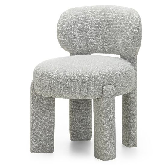 Scaun tapițat Falone gri, boucle, forme rotunjite