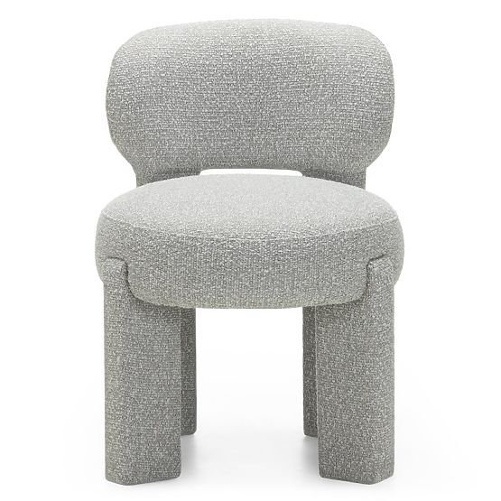 Scaun tapițat Falone gri, boucle, forme rotunjite