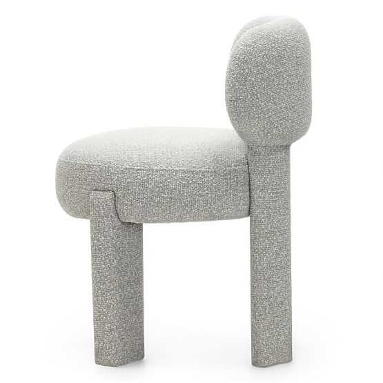 Scaun tapițat Falone gri, boucle, forme rotunjite