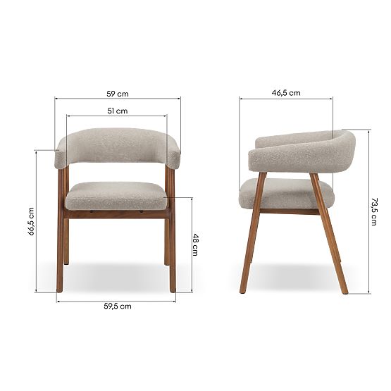 Scaun tapițat Giovani, maro deschis/lemn de stejar, rotunjit