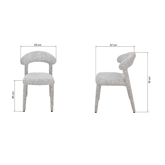 Scaun tapițat Hiroki, melanj bej-gri