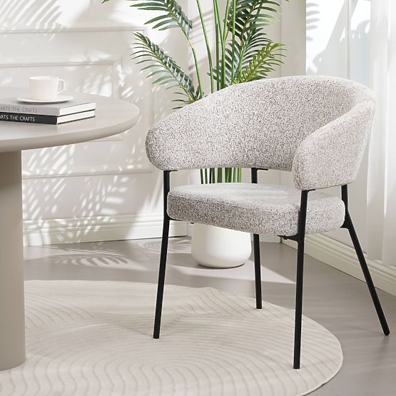 Scaun tapițat Lamu, melanj bej/picioare negre