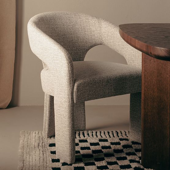 Scaun tapițat Nuria bej-crem