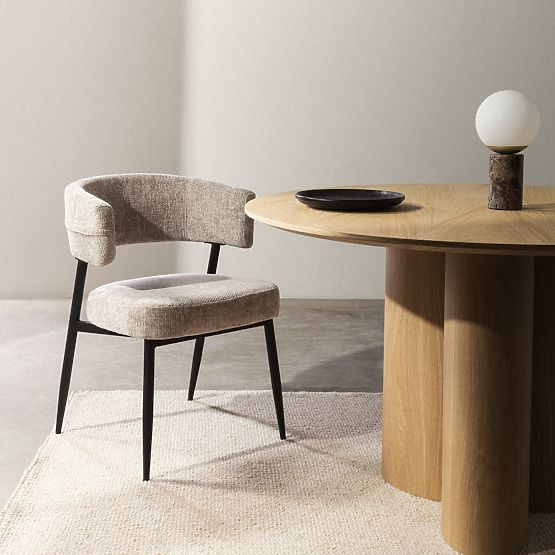 Scaun tapițat Rosario bej/picioare negre