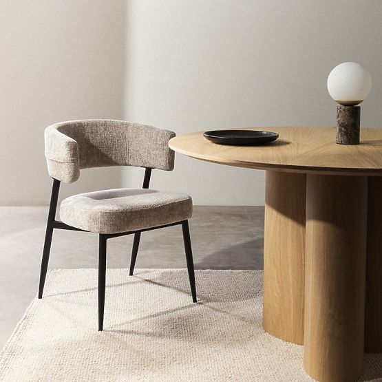 Scaun tapițat Rosario bej/picioare negre