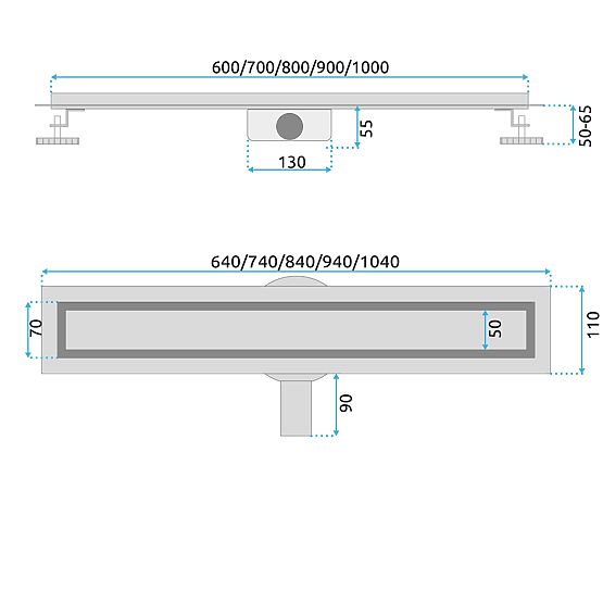 Scurgere liniară REA Neox pentru cupru periat 90
