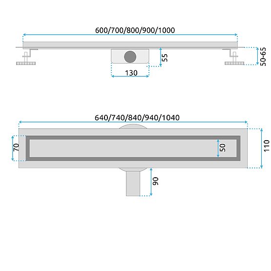 Scurgere liniară REA Neox pentru Negru 50