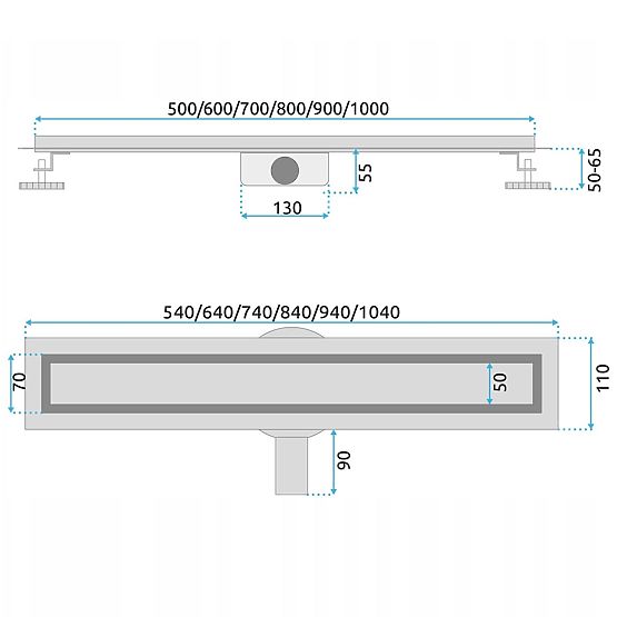 Scurgere liniară REA NEOX PRO Oțel periat 60