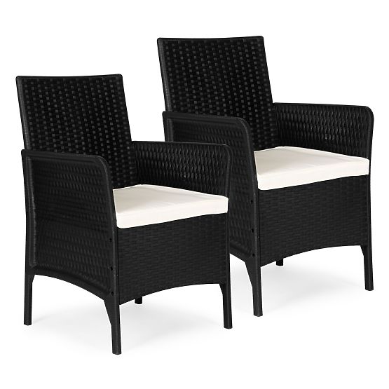 Set 2x scaun de grădină cu pernă, set de scaune pentru balcon, terasă, grădină negru MultiGarden