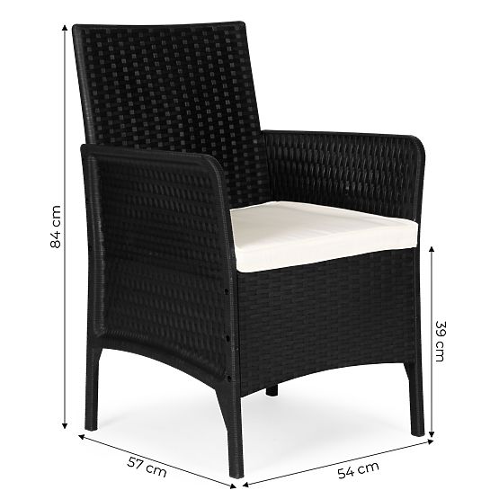Set 2x scaun de grădină cu pernă, set de scaune pentru balcon, terasă, grădină negru MultiGarden