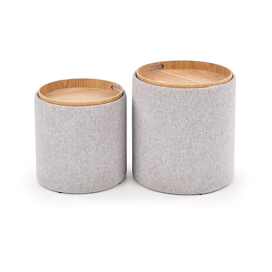 Set AVIKO de 2 pufuri, gri deschis