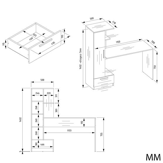 Set Birou + Raft COSMO STEJAR ARTISAN