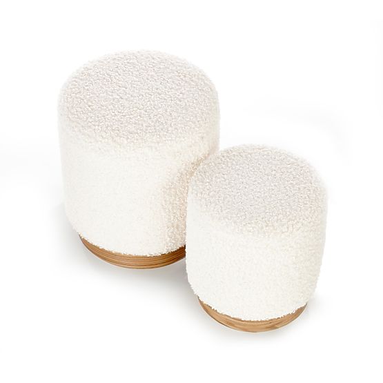 Set CANCUN de 2 pufuri, crem / natural (1p=1set)