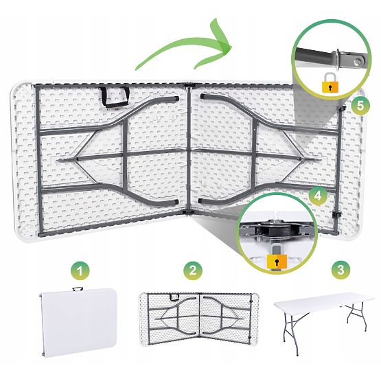Set catering FETA WHITE 180 cm + 6 scaune BASICO