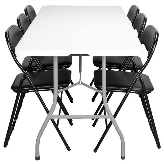 Set catering FETA WHITE 180 cm + 6 scaune BASICO