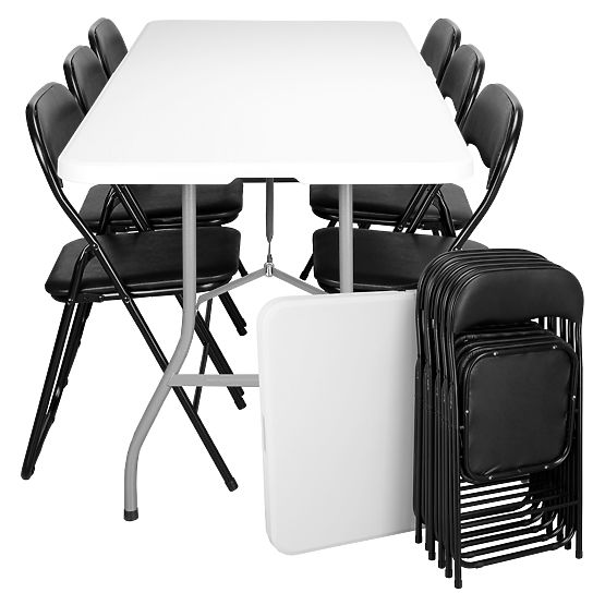 Set catering FETA WHITE 180 cm + 6 scaune BASICO