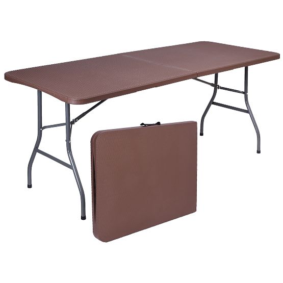 Set catering Ratan masă maro 180 cm + 2 bănci