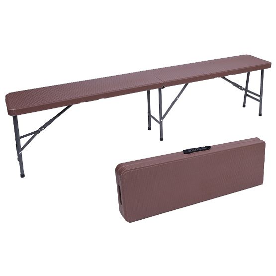 Set catering Ratan masă maro 180 cm + 2 bănci