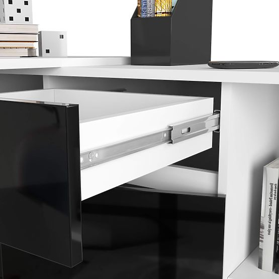 SET CLP B-17 COMODĂ + BIROU PK NEGRU LUCIOAS