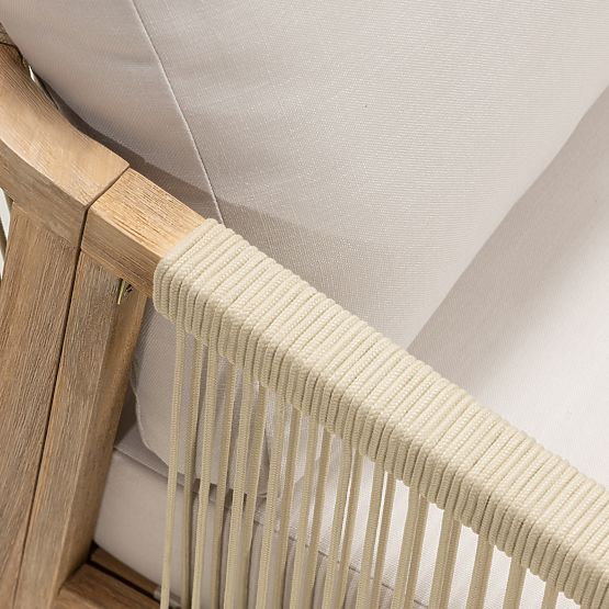 Set colțar de grădină cu masă Castello, împletitură, lemn de salcâm FSC, aspect de tec, bej