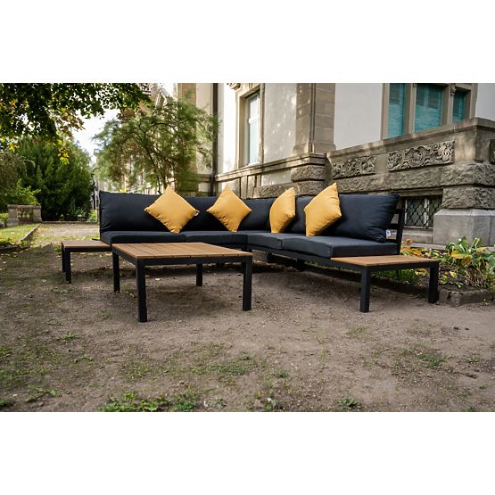 Set colțar mare din aluminiu cu măsuță MASSIMO negru