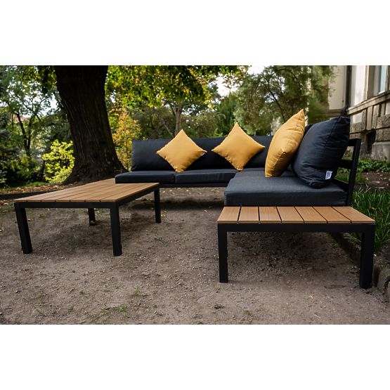 Set colțar mare din aluminiu cu măsuță MASSIMO negru