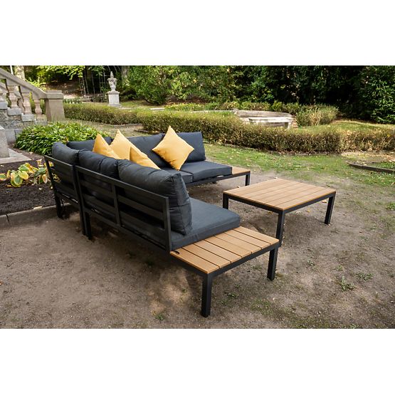 Set colțar mare din aluminiu cu măsuță MASSIMO negru