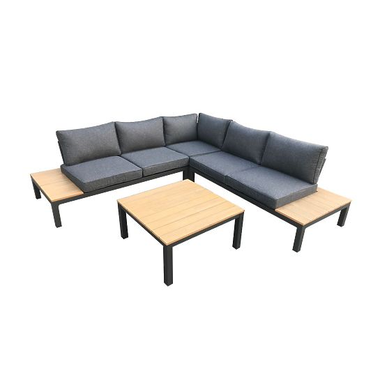 Set colțar mare din aluminiu cu măsuță MASSIMO negru